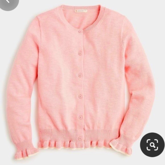 Crewcuts pink ruffle trimmed cardigan - Picture 1 of 4